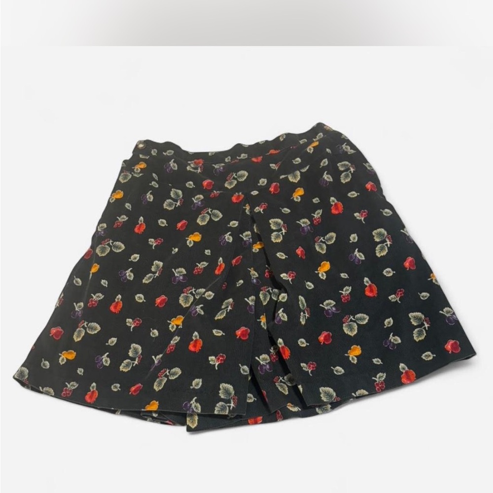 Charter Club sz 4/6 dark green corduroy floral skort shorts vintage girls 14